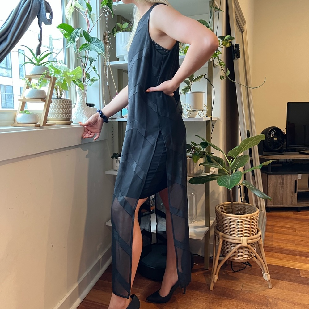 Black Sheer Midi Dress